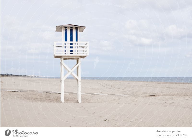 baywatch Vacation & Travel Sky Clouds Coast Beach Ocean Atlantic Ocean Deserted Hut Hunting Blind Observe Stand Loneliness Costa de la Luz Spain Overview Review