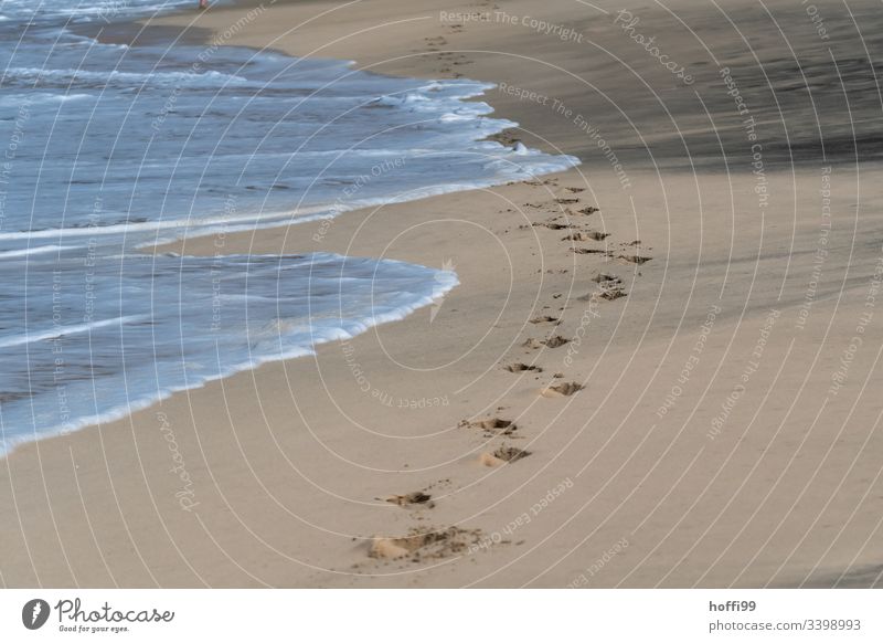 Traces on the beach Sandy beach Footprints in the sand footprints Surf Waves Baltic Sea Baltic beach shallow water Shallow Swell Beach Water Ocean Coast Day