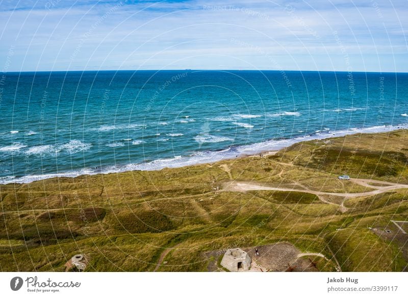 View of the sea at the coast of Denmark Germany North Sea Baltic Sea Atlantic Ocean shepherd's check ocean Water Summer bathe Waves Surf Beach Coast coastline