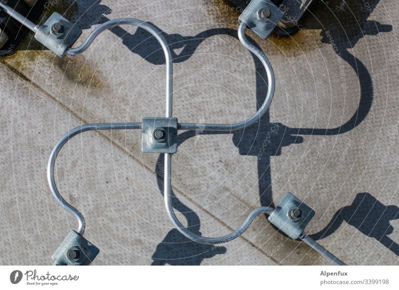 lightning rod roof fascists !? Lightning rod Deserted Detail swastika Roof Shadow Exterior shot Colour photo Building Day cross House (Residential Structure)