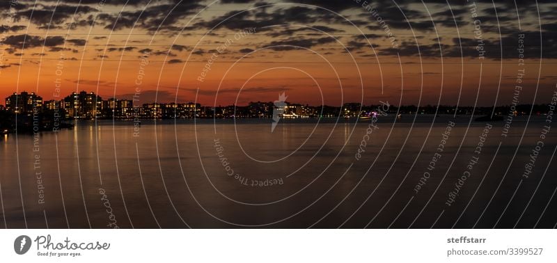 City Lights across Factory Bay in Marco Island City lights bay Florida SS Jolley Bridge Jolley West Bridge Collier Boulevard sunset journey path roadway travel