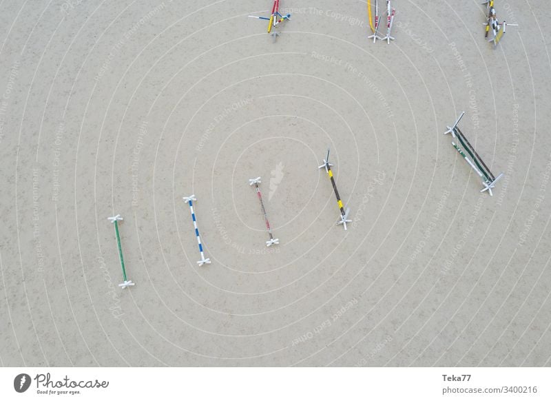 #Horse obstacles from above 2 horses Obstacles Sand Wood Above from on high Gray drone Equestrian sports Combat boots Show jumping