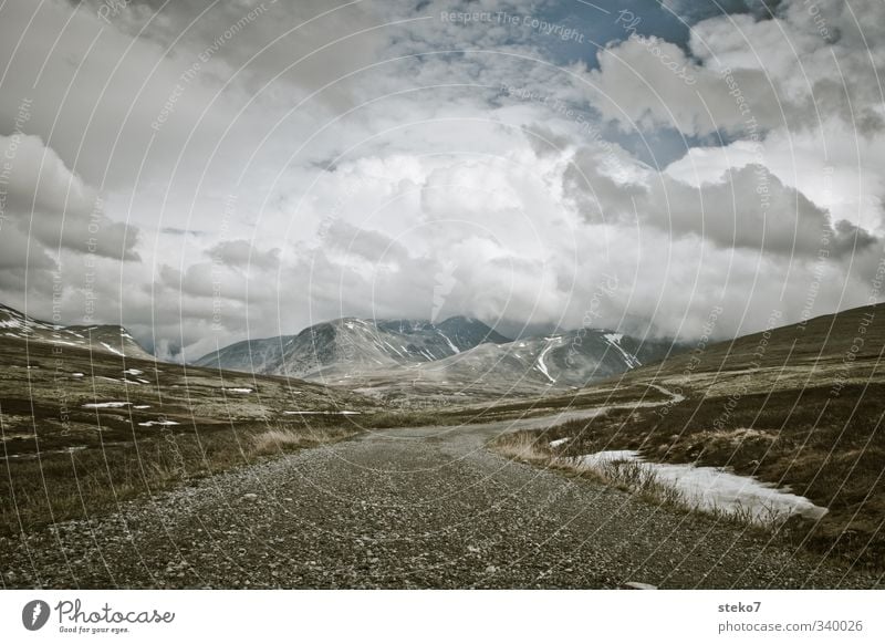 Norway Clouds Mountain Lanes & trails Infinity Loneliness Expectation Far-off places Rondane Subdued colour Exterior shot Deserted Copy Space top