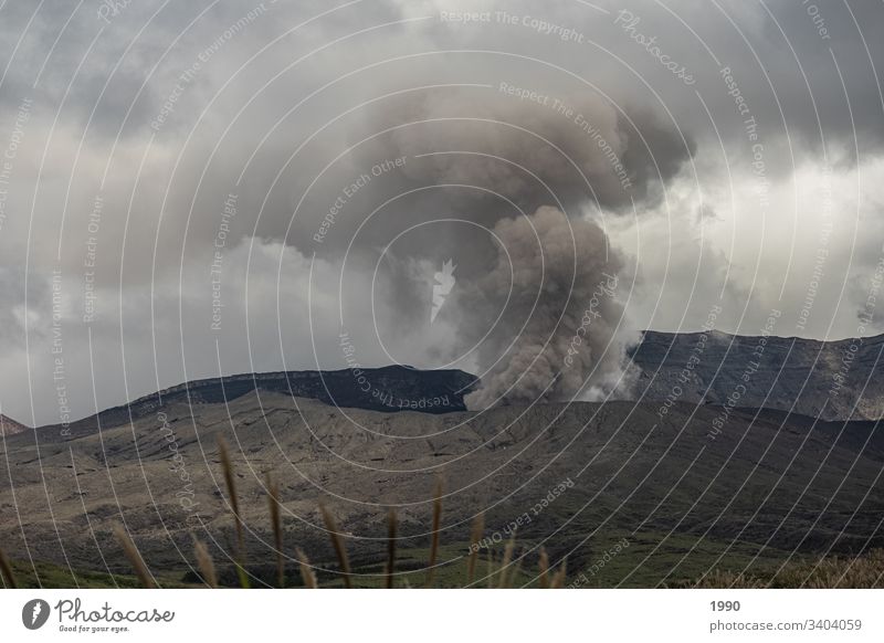 Active Japanese Volcano Travel photography Mountain Deserted Smoke cloud active volcano Asia Landscape Day