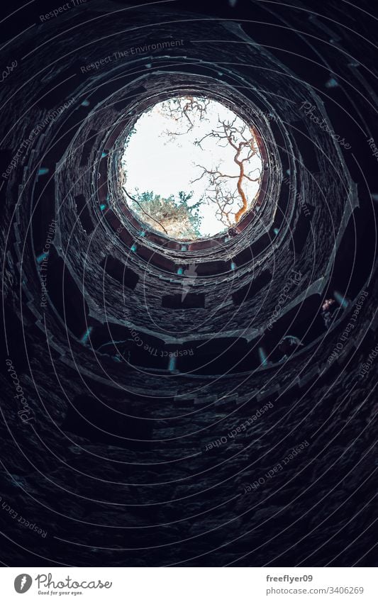 Initiation well in Quinta da Regaleira, Sintra, Portugal stone historic garden architecture portugal sintra gothic palace park history portuguese european