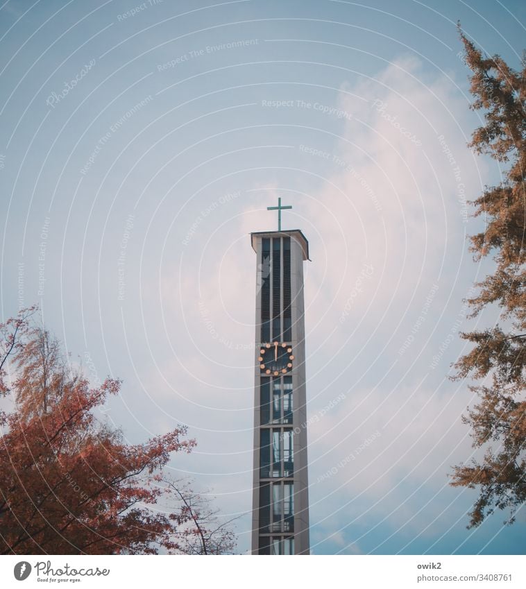 High Mass Church spire Crucifix Christian cross symbol believe sign of faith Tall Above peak Modern Poland Eastern Europe Catholicism religion Hope Eternity