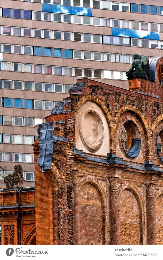 Anhalter Bahnhof at Askanischer Platz Old building railway station Monument Facade Window Classicism Contrast War war ruin memorial dunning Apartment house