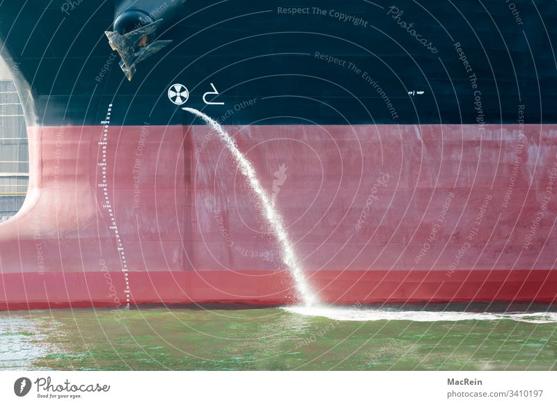 container ship Anchor Container ship markings depth depth markings Numbers Transport freight transport horizontal Industry Curve Measuring technology Metal