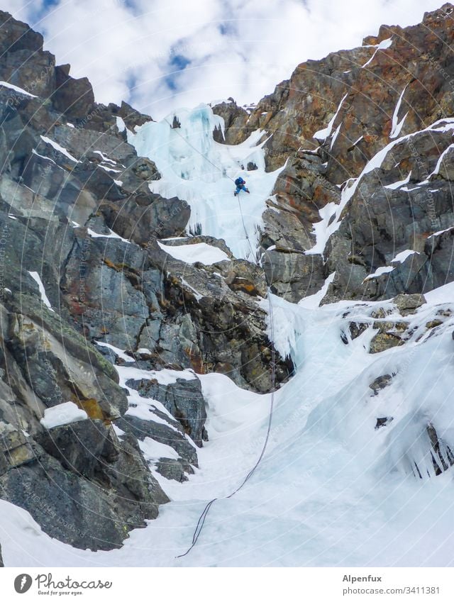 rope team | in the frozen waterfall Ice Frost Frozen Snow Winter Climbing Ice climbing Nature Glacier White Alps Day Mountain Mountaineering Exterior shot Cold