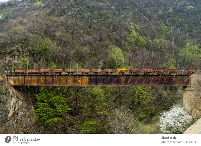 Old train of the mines of Akhtala, Armenia mining coal old gold industry equipment rail iron metal mineral transport ore copper energy industrial engineering