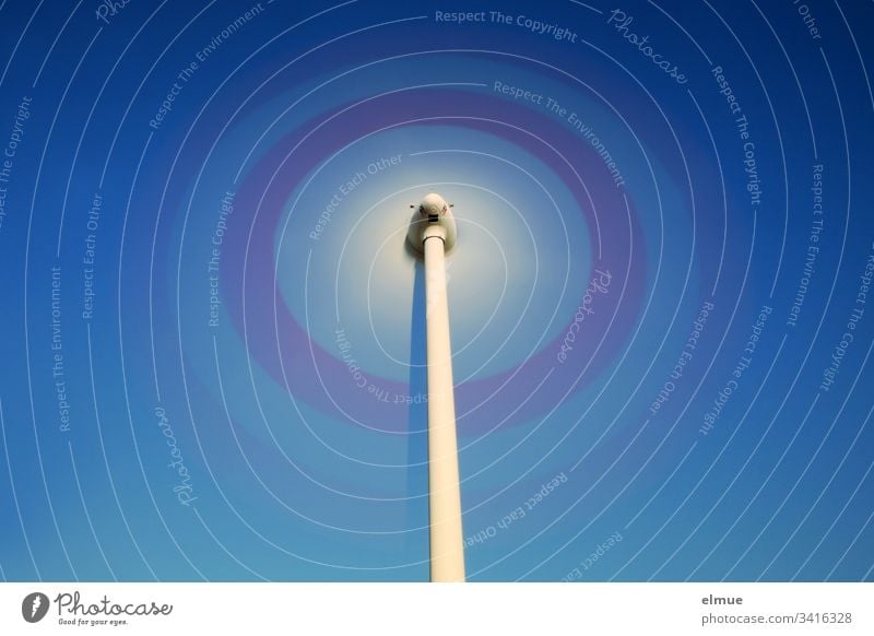 Wind turbine - long time exposure with blue sky Pinwheel Rotation Energy wind power Rotate Physics energy generation Blue Rotor Grand piano Wind energy plant