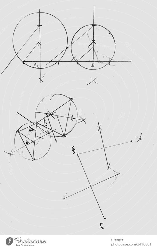 Geometry, circles, merging Formula Structures and shapes Drawing Academic studies School Abstract Detail Mathematics Study Line bring sb./sth. together