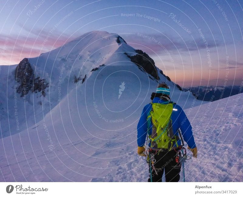 Rope team | Target in sight Mont Blanc Mountain Snow Glacier Peak Adventure Exterior shot France Chamonix Europe Landscape White Success Alps Mountaineering