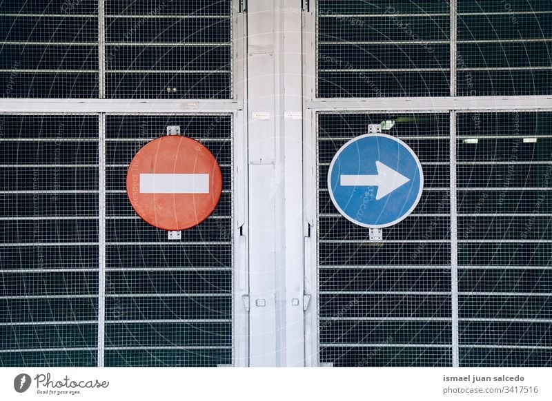 traffic signal on the street in Bilbao city Spain caution symbol warning advice danger notice attention security icon safety forbidden communication