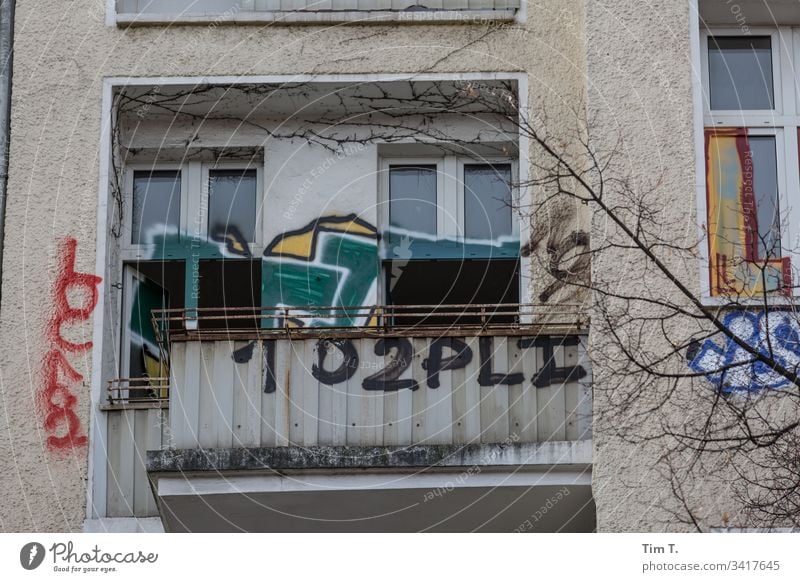 Speculation Berlin 2020 Prenzlauer Berg Graffiti speculate Capital city Town Old town Downtown Deserted Colour photo Exterior shot Backyard Window