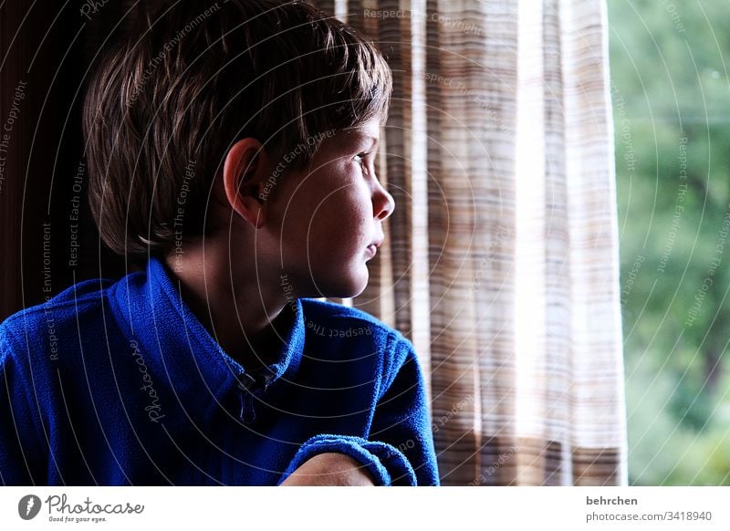 wanderlust | corona thoughts Childlike Cute Future Wanderlust Longing Nose Love Head Contentment Hope Window Portrait photograph Infancy Boy (child) 3 - 8 years