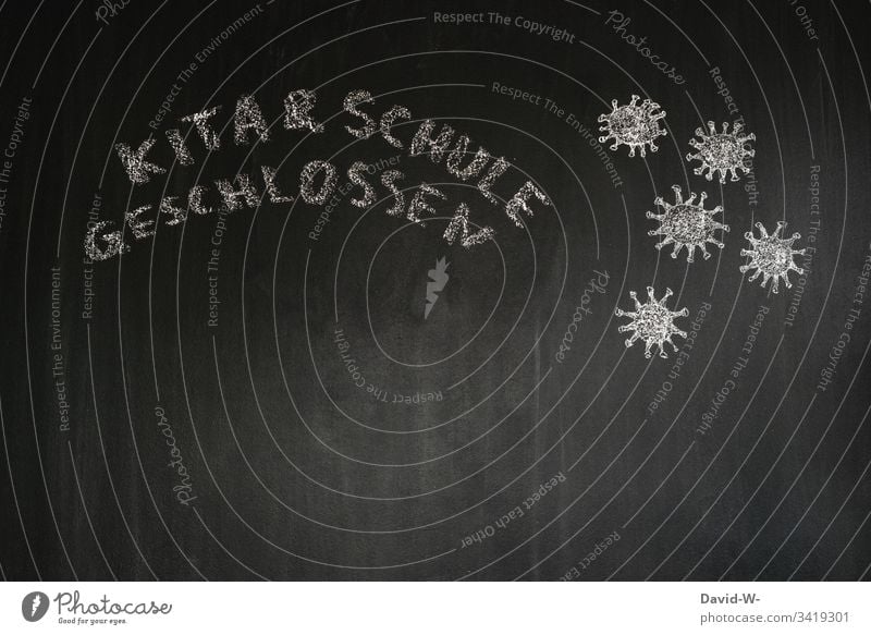 Coronavirus Kita and school closed coronavirus School kita Virus Mask Single parent Infection Risk of infection Fear Epidemic Illness Drawing Fear of the future