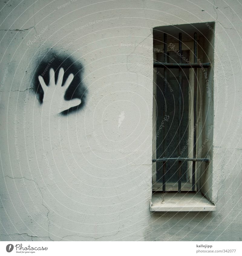 the white hand Hand Facade Window Graffiti Identity handprint Imprint Silhouette Spray Grating Thief Exterior shot