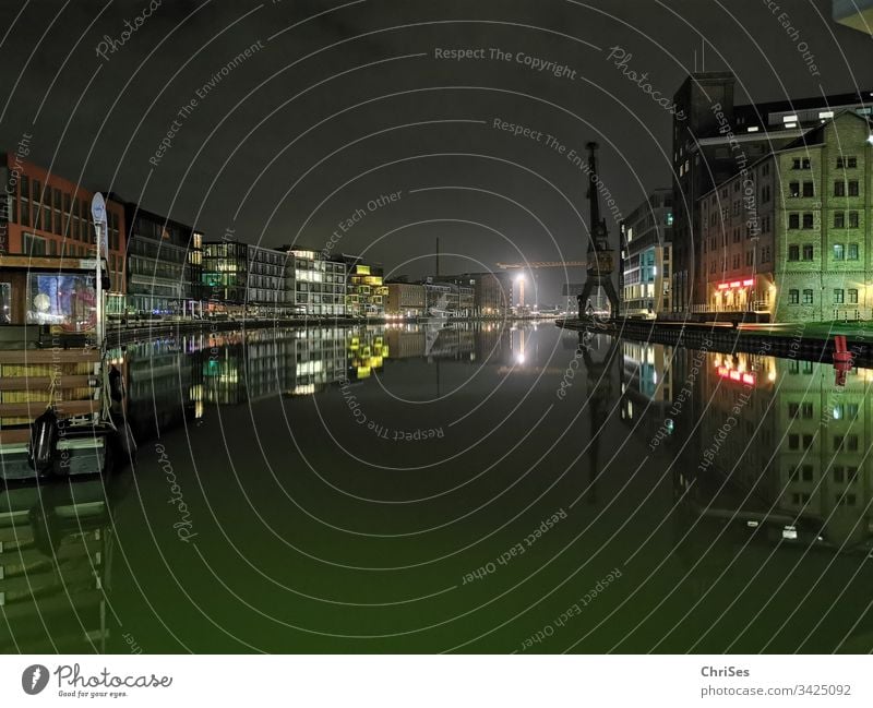 City harbour Münster in the morning Harbour Water ship Dark Twilight wharf Exterior shot Deserted Navigation Colour photo Port City