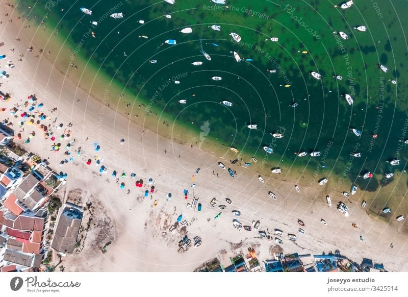 Aerial view of Armona Island, Ria Formosa, Algarve, Portugal. Trip aerial aerial view algarve armona atlantic bay beach beautiful blue boat coast coastline