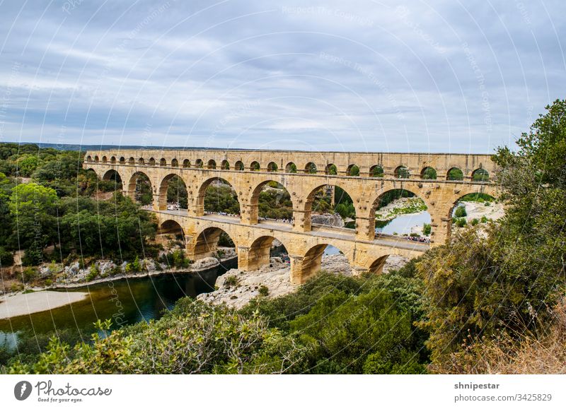 Pont du Gard, France Provence Lavender vacation Bouches-du-Rhône Exterior shot Summer Sightseeing destination Landscape City wall Wall (barrier) Country road