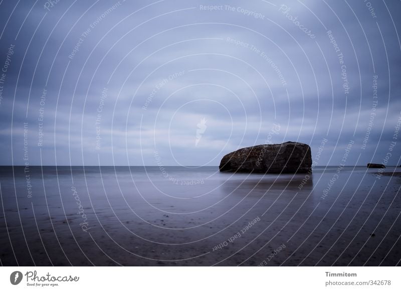 Things in the water. Vacation & Travel Beach Environment Nature Elements Water Sky Clouds Horizon North Sea Denmark Concrete Stand Dark Blue Emotions Calm