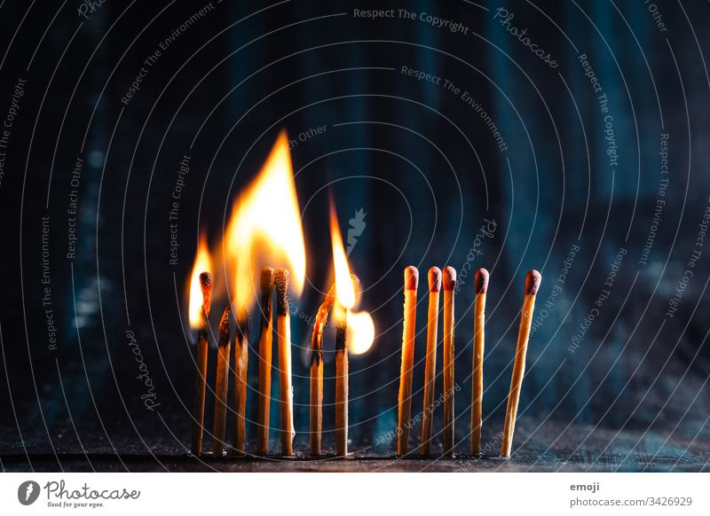 Corona - Social Distancing - Keeping your distance saves lives coronavirus keep sb./sth. apart gap social distancing Fire Match Flame Burn Chain reaction Light