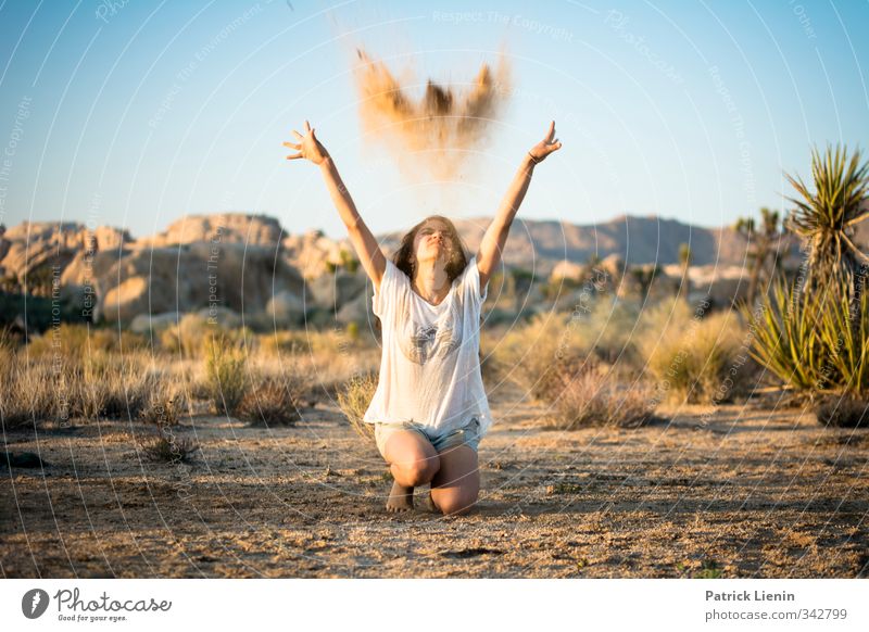 A dreamer, wide awake Human being Feminine Body 1 Environment Nature Moody Colour photo Exterior shot Day Light Contrast Panorama (View) Wide angle