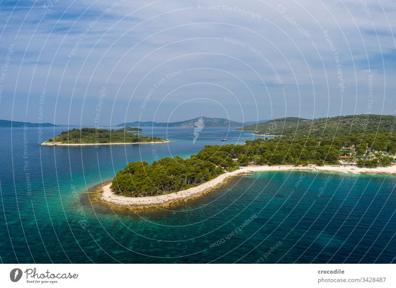 Aerial view coast Croatia Ocean seascape Water Vacation & Travel Summer Coast Beautiful Rock clear water Adriatic Sea UAV view Aerial photograph