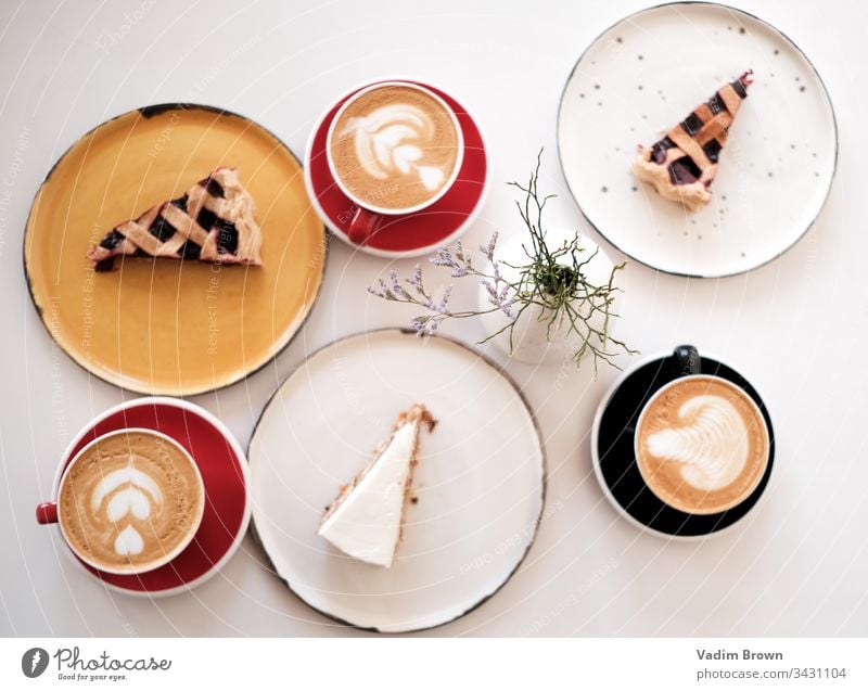 Dessert with coffee dessert white cafe coffee cup pie coffee break coffeehouse