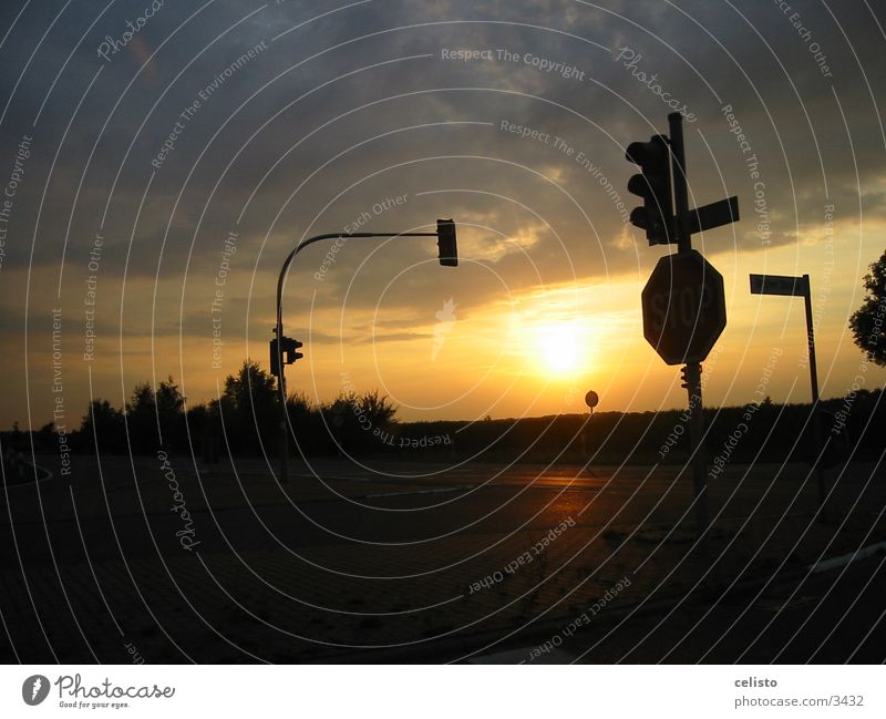 cross Traffic light Sunset Clouds Mixture