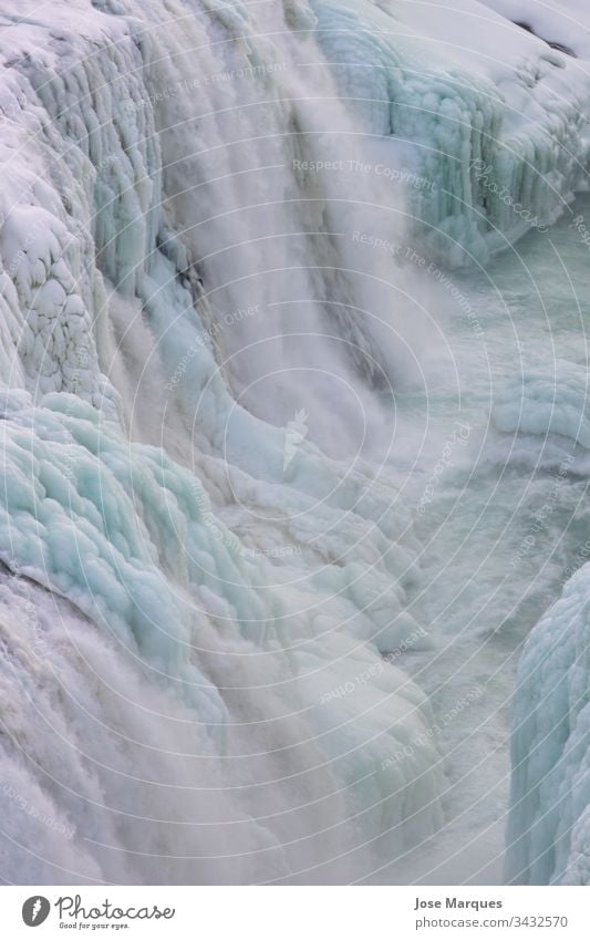 Ice and snow waterfalls in Iceland River Waterfall Cold Winter Nature White background travel Tourism Beauty & Beauty Exterior shot Vacation & Travel Waterfalls