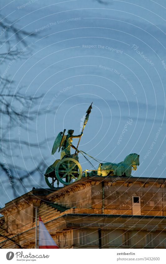 Quadriga at the Brandenburg Gate Evening Berlin Dark Twilight Capital city Sky Classicism langhans Column Landmark Deserted Copy Space Berlin zoo