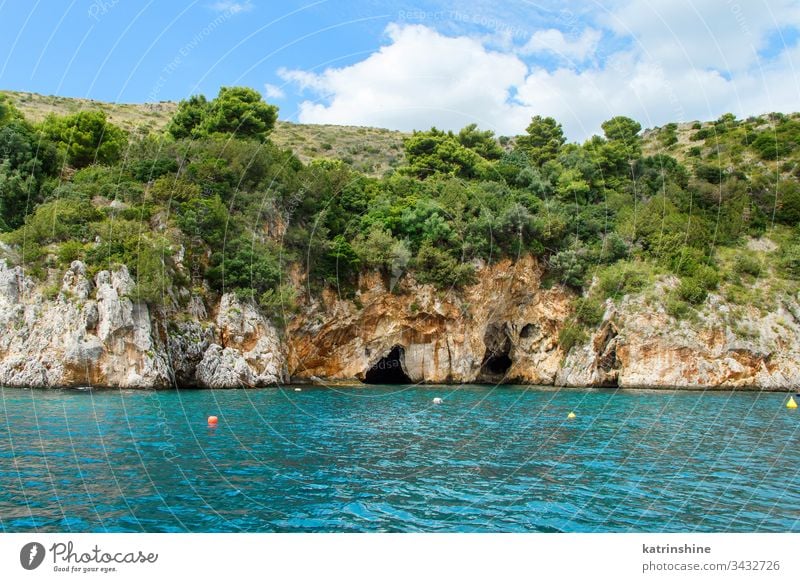 Caves in the Infreschi bay from the sea, Camerota Protected sea area porto baia cave grotta Salerno Masseta Italy cilento wild beautiful blue campania coast