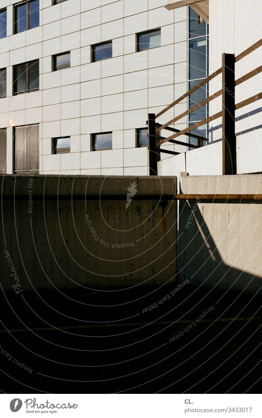 urban architecture Architecture architectural photography Part of a building Building Handrail Facade Light Shadow Sharp-edged Window Urbanization Exterior shot