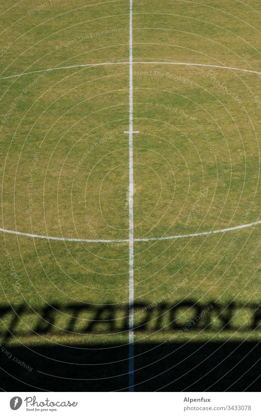 Kick-off postponed..... Stadium Lawn Sports Foot ball Green Football pitch Line Grass Deserted Ball sports Exterior shot Leisure and hobbies Colour photo