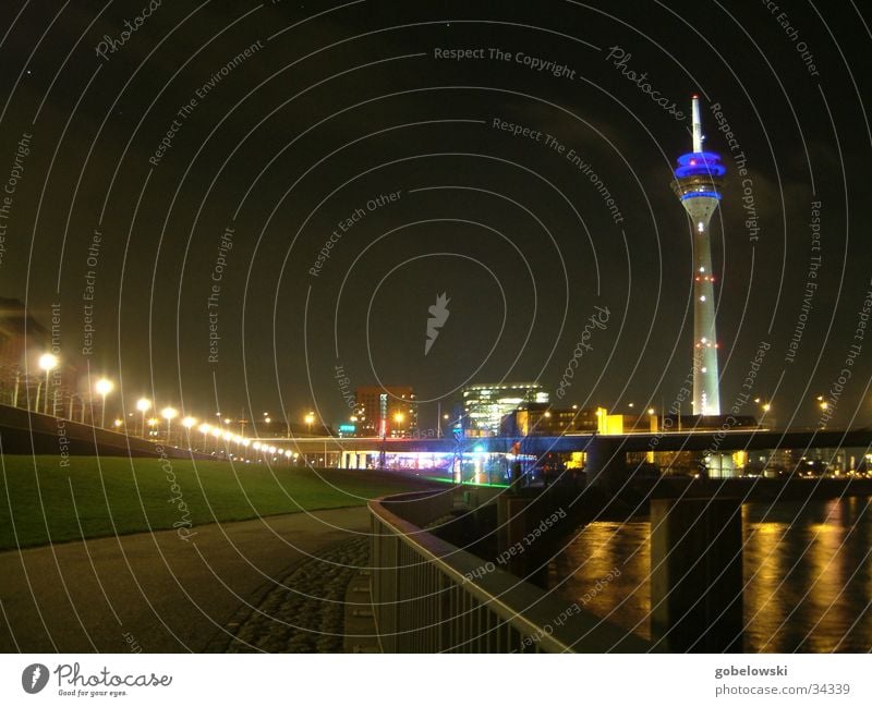 Düsseldorf Skyline Night Light Long exposure Architecture Duesseldorf Television tower