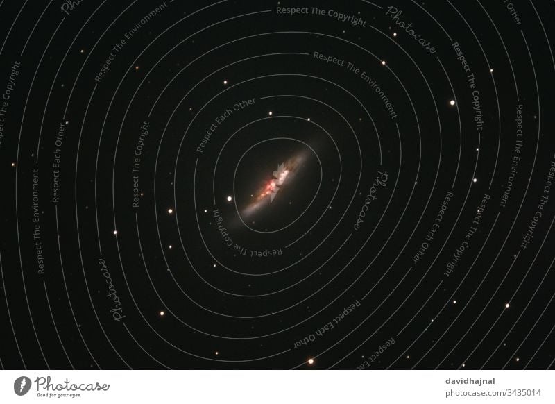 The cigar galaxy Messier 82 in the constellation Great Bear photographed from Mannheim. NGC 3034 Cigar M82 Galaxy Constellation Ursa Major deep sky Night Sky