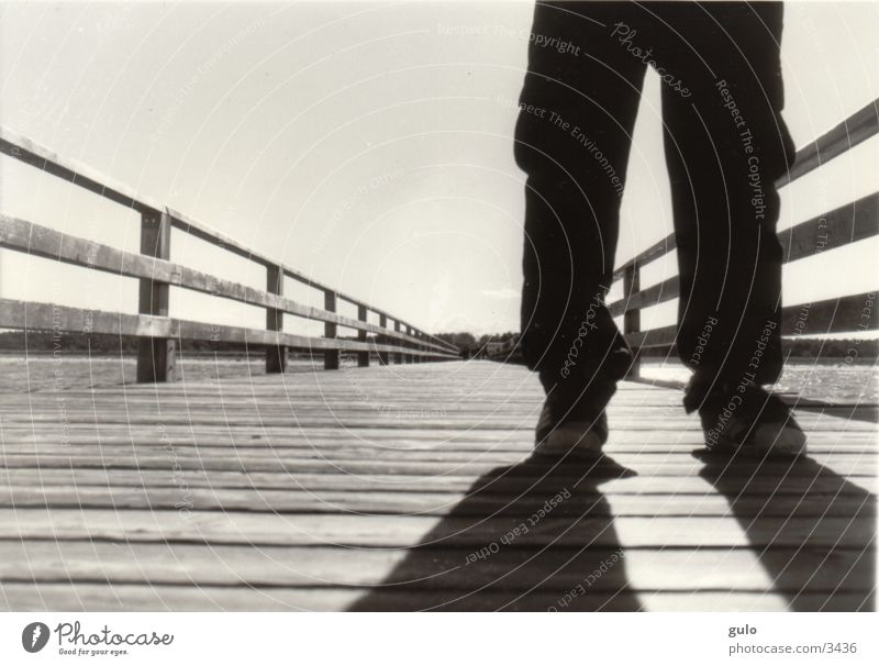 life Footbridge Plank Ocean Zingst Vanishing point Man baggies Handrail