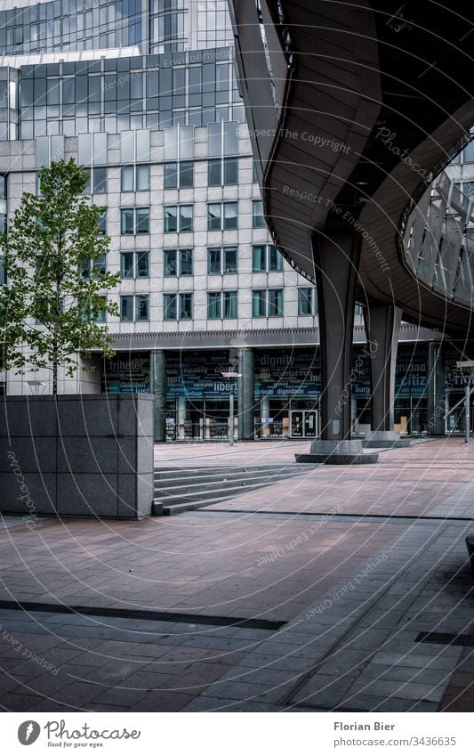 EU government building courtyard/front yard in Brussels with connecting corridor European Union Building Parliament Belgium central Economy Crisis policy