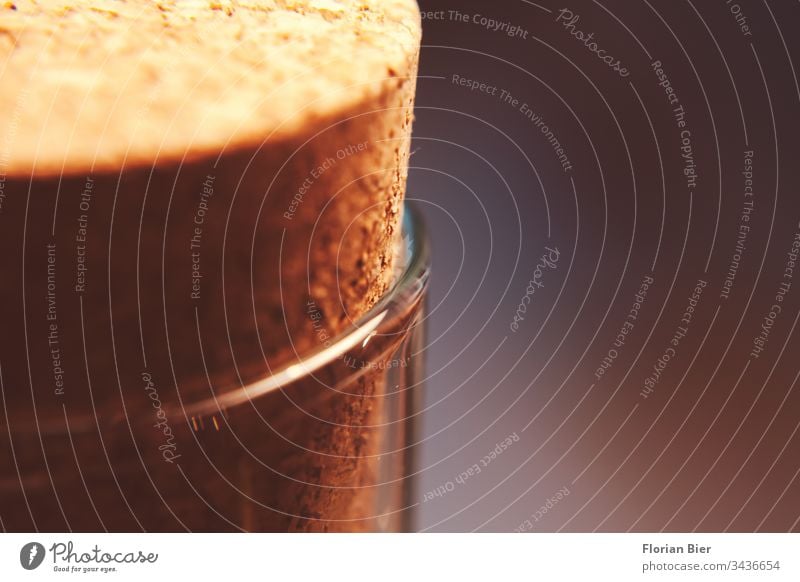 Detail of a glass carafe with natural cork stopper Glass Carafe Container receptacle Cork Cap Structures and shapes structure smooth transparent locked