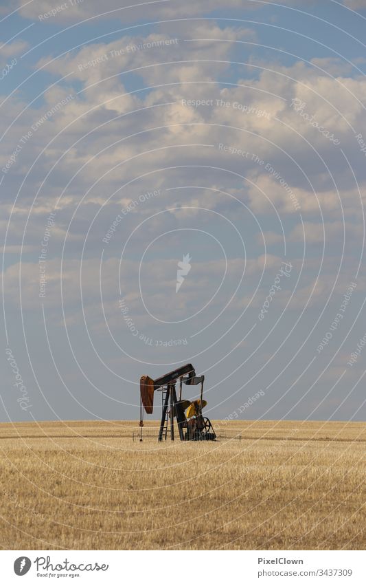 Badlands in Alberta Canada Panorama (View) Landscape Summer Sky Drilling rig, oil, Alberta, expanse, prairie