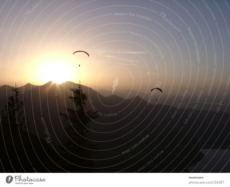 sun diving again Sunset Parachute Paragliding Peak Mountain