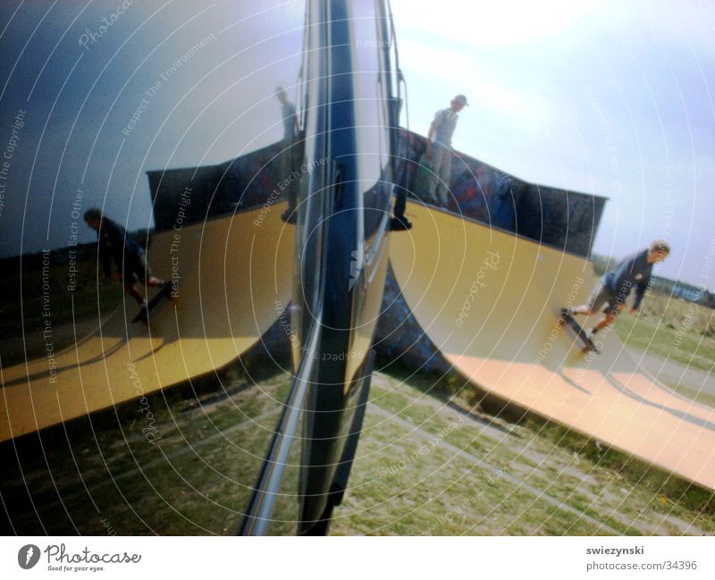 mirror pipe on sylt Halfpipe Skateboarding Reflection Sports Joy