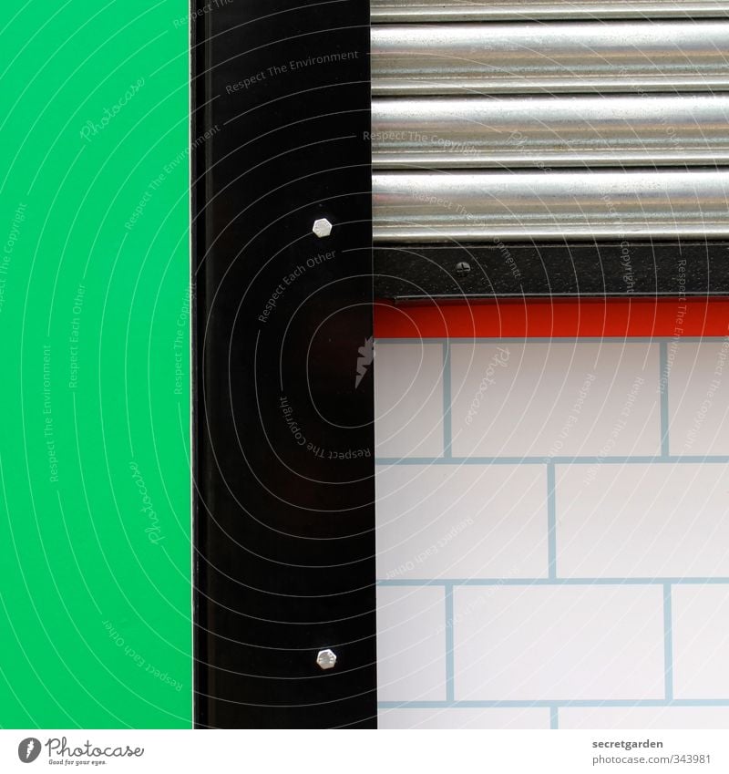 orderly conditions. Architecture Wall (barrier) Wall (building) Window Metal Steel Sharp-edged Green Red Black White Arrangement Attachment Minimalistic