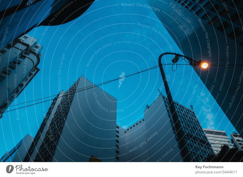 low angle view of skyscrapers in downtown Rio de Janeiro, Brazil, at dawn architecture blue hour building central city cityscape cold dusk evening