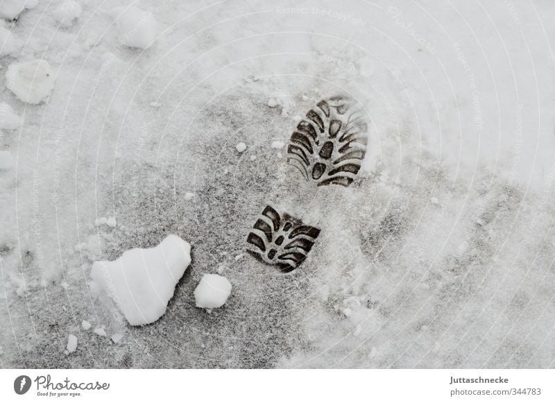 Winter bye..... Deserted Street Lanes & trails White Cold Snowfall Tracks Footprint Legacy Shoe sole Winter mood Freeze Frozen Ice Colour photo Exterior shot