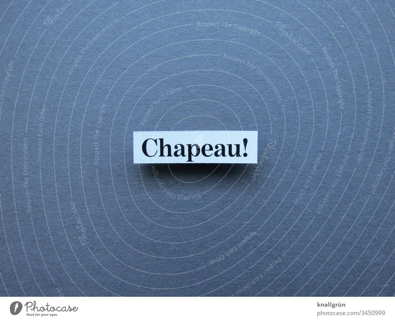 Chapeau! chapeau superb Bravo laud compliment hats off Word Letters (alphabet) leap Characters Typography Text Language Latin alphabet letter Communicate