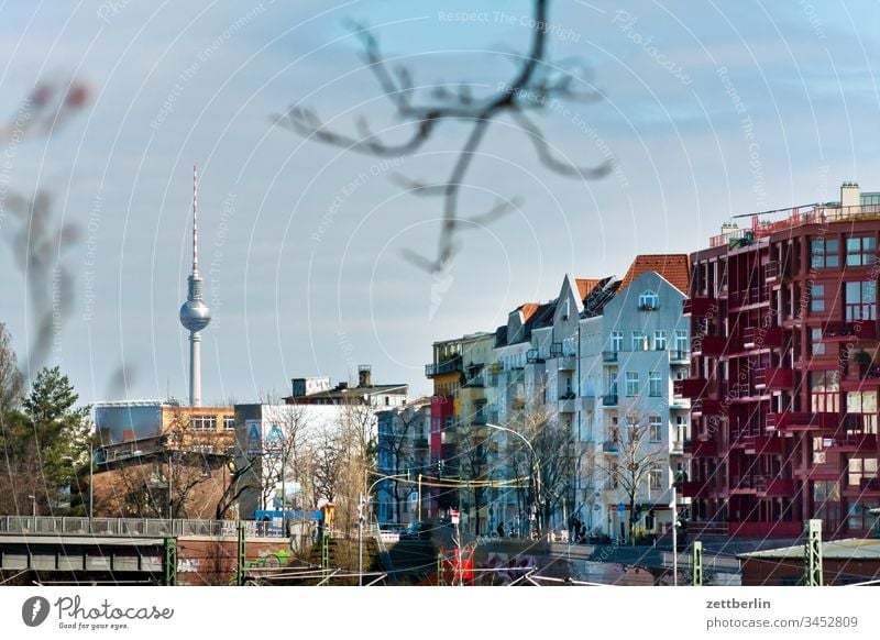 Television tower from Schöneberg Alexanderplatz Architecture on the outside Berlin city spring Spring Capital city House (Residential Structure) downtown