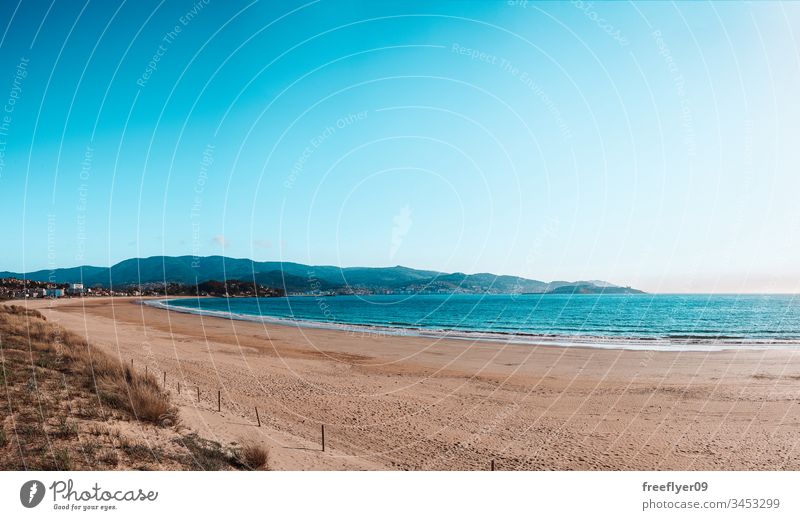 Empty Galician Beach in Corrubedo area mayor area mayor beach bay beauty beauty in nature blue blue ocean coast coastal dunes dunes on beach europe european